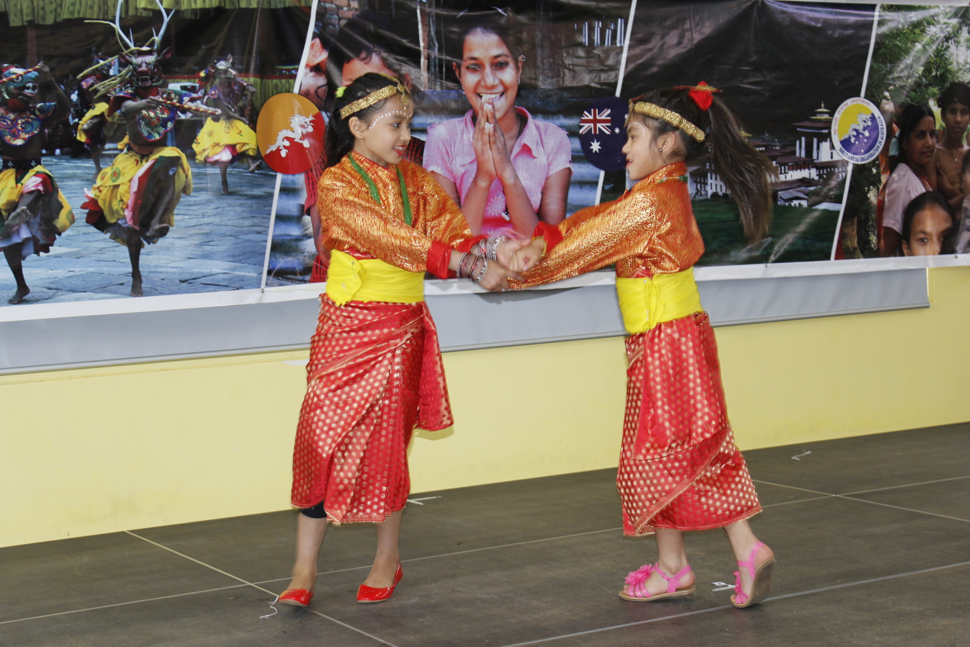 Young girls present cultural dance. Photo: Parsu Sharma-Luitel