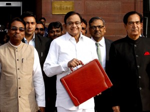 P Chidambaram ready for budget speech. Photo: Hindustan Times