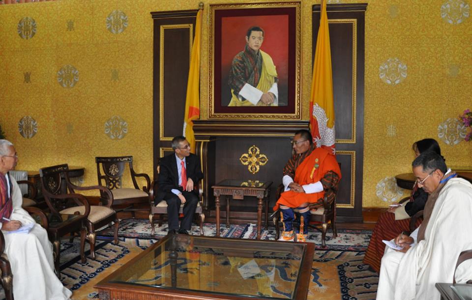 New SAARC secretary general Arjun Bahadur Thapa calls on PM Tobgay.