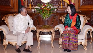 Choden with Bangladeshi President Mohamed Abdul Hamid while presenting her credential in April this year. Photo: BBS